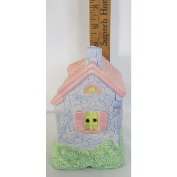 Vintage EASTER VILLAGE Bakery Ceramic House Light Up* 4"x5" Pink Purple 1980's - Picture 10 of 11